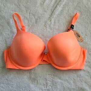 NWT VS Pink Orange Cream Victoria's Secret Lined Demi 34D